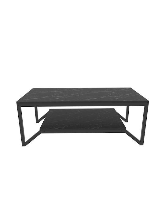 Ορθογώνιο Κεντρικό Τραπεζάκι Flora Marble Effect Black Μ120xΠ60xΥ45.8εκ.