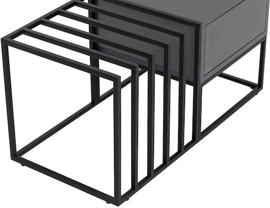 Rechteckiger Zentral Kaffeetisch Charlotte Metall Schwarz M90xL90xH37cm
