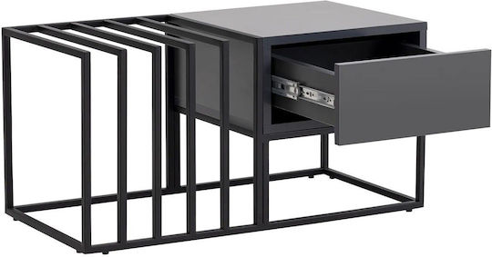 Rechteckiger Zentral Kaffeetisch Charlotte Metall Schwarz M90xL90xH37cm