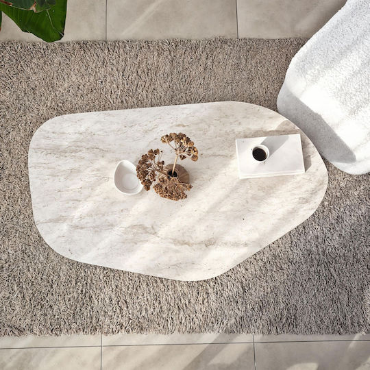 Правоъгълна Централна Кафе Маса Rock Дървена Travertine Бежова М105xШ65xВ35см