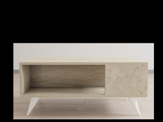 Τετράγωνο Κεντρικό Τραπεζάκι Yuka Ξύλινο Travertine Μ90xΠ60xΥ39.5εκ.