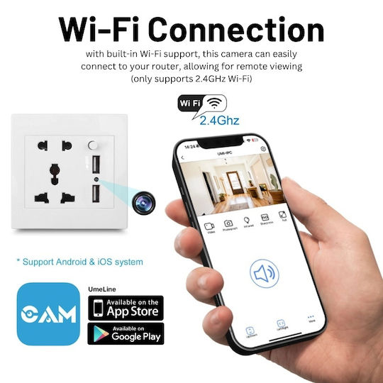 Cameră Ascunsă WiFi Plug de alimentare cu Slot pentru Card de Memorie