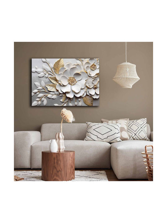 Πίνακας Καμβάς 895fna1207 100x70cm White-gold Wallity Οριζόντιοι Ξύλο Καμβάς