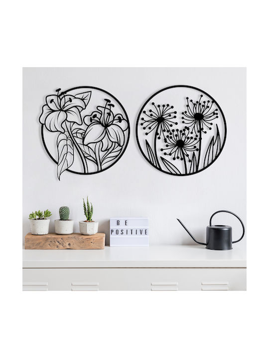 Wallity Wanddekoration Silhouette Mucbir Schwarz aus Metall 50x47cm 2 Stück