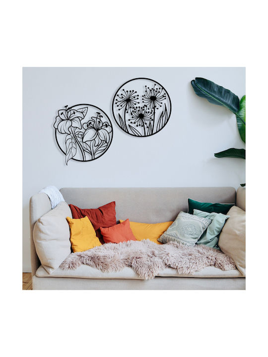Wallity Wanddekoration Silhouette Mucbir Schwarz aus Metall 50x47cm 2 Stück
