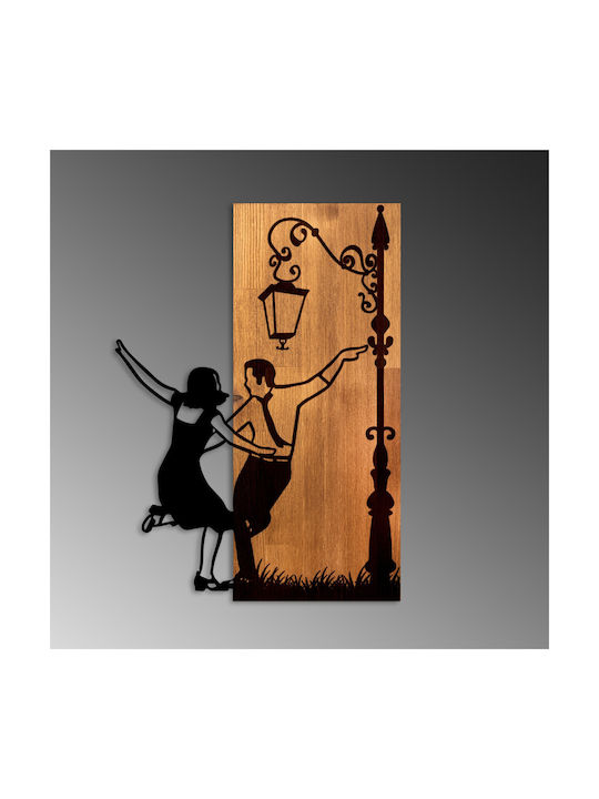 Διακοσμητικό Τοίχου La La Land 899skl2696 42x3x58cm Walnut-black Wallity Μέταλλο Ξύλο
