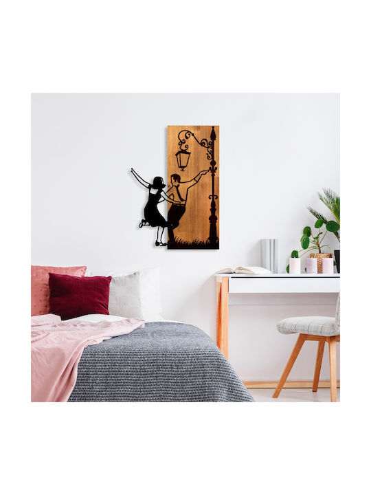 Διακοσμητικό Τοίχου La La Land 899skl2696 42x3x58cm Walnut-black Wallity Μέταλλο Ξύλο