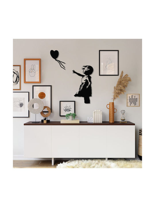 Wallity Διακοσμητική Σιλουέτα Banksy Μαύρη από Μέταλλο 105x85cm