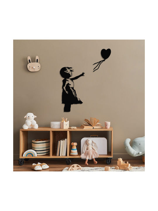 Wallity Διακοσμητική Σιλουέτα Banksy Μαύρη από Μέταλλο 105x85cm