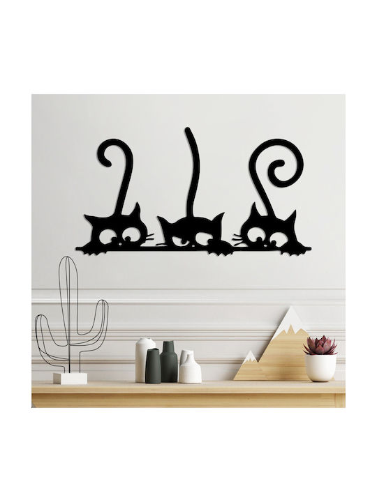 Katzen Wanddekor 891tnl3526 60x33cm Schwarz Wallity Metall