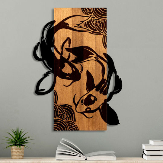 Διακοσμητικό Τοίχου Fish Yang 899skl2694 43x3x58cm Walnut-black Wallity Μέταλλο Ξύλο