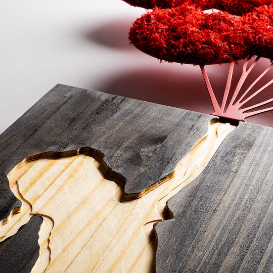 Διακοσμητικό Τοίχου Banksy Βρύο 899skl2664 34x99cm Brown-red Wallity Μέταλλο Ξύλο