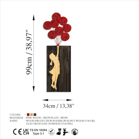 Διακοσμητικό Τοίχου Banksy Βρύο 899skl2664 34x99cm Brown-red Wallity Μέταλλο Ξύλο