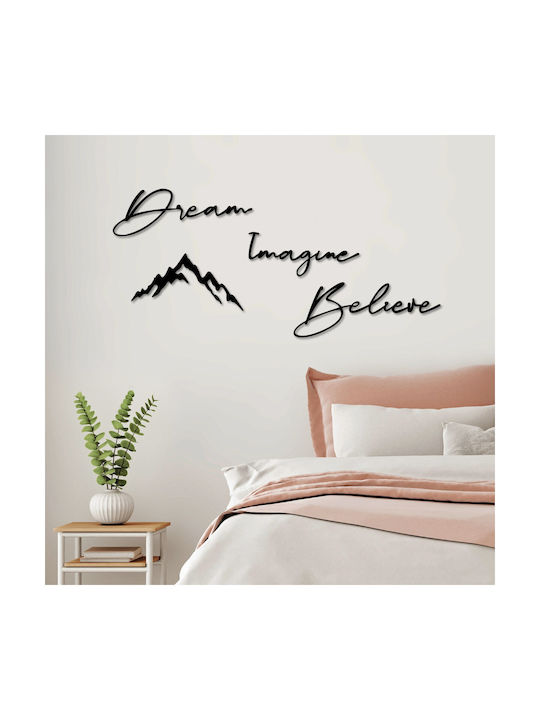 Wall Decor Dream Imagine Believe Set of 4pcs 891tnl3341 47x16 47x15 37x19 50x18.5cm Black Wallity Metal