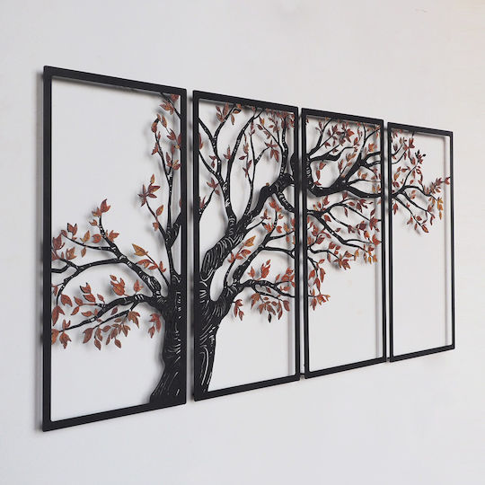 Διακοσμητικό Τοίχου Autumn Vibes Σετ 4τμχ 507atp1201 48x98cm Black-orange Wallity Ατσάλι