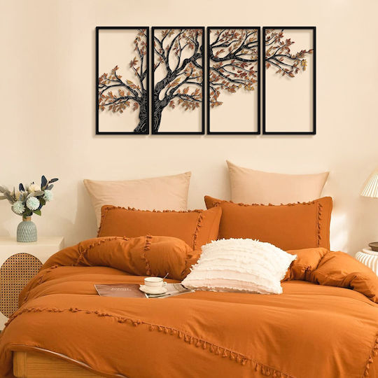 Διακοσμητικό Τοίχου Autumn Vibes Σετ 4τμχ 507atp1201 48x98cm Black-orange Wallity Ατσάλι