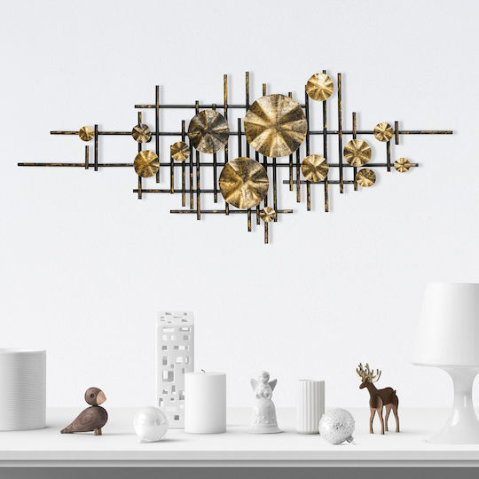 Διακοσμητικό Τοίχου Mihrimah 279enz2533 113x7x44cm Black-gold Wallity Μέταλλο