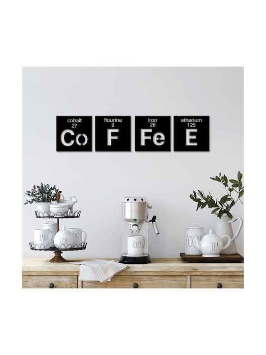 Set Decor Perete Cafea 4 buc 891tnl3349 18x18cm Negru Wallity Metal