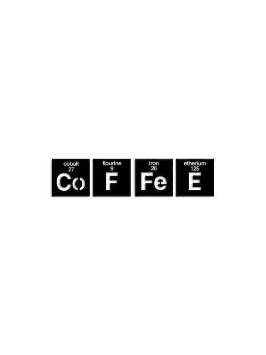 Set Decor Perete Cafea 4 buc 891tnl3349 18x18cm Negru Wallity Metal