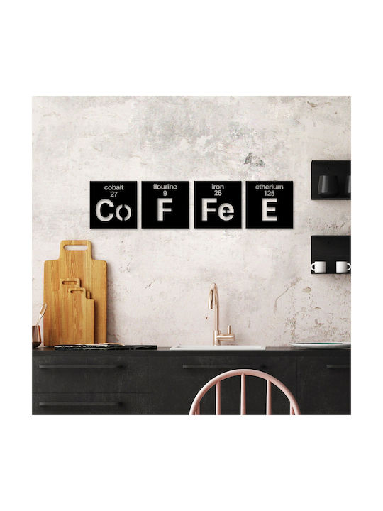 Set Decor Perete Cafea 4 buc 891tnl3349 18x18cm Negru Wallity Metal