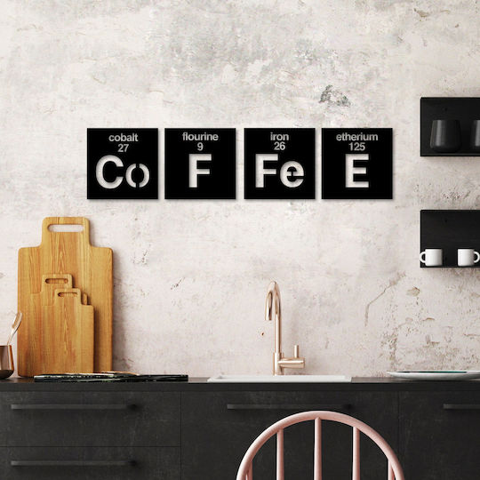 Διακοσμητικό Τοίχου Coffee Σετ 4τμχ 891tnl3349 18x18cm Black Wallity Μέταλλο