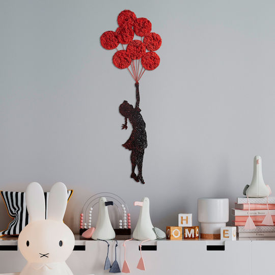 Wallity Decorative Banksy Silhouette Handmade Red Metallic 100x34cm