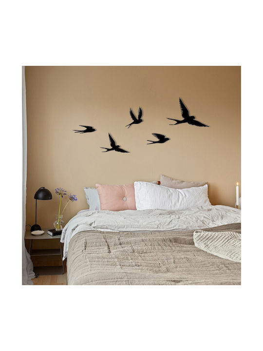 Wallity Wall Decor Silhouette Crow Black Made of Metal 33x22.5cm 5 Pieces