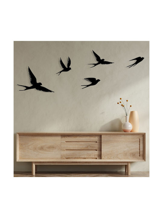 Wallity Wall Decor Silhouette Crow Black Made of Metal 33x22.5cm 5 Pieces