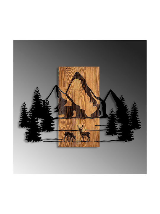 Asir Group 3D Mixed Art Natural Handmade Black Wooden Wall Decor 88x57cm
