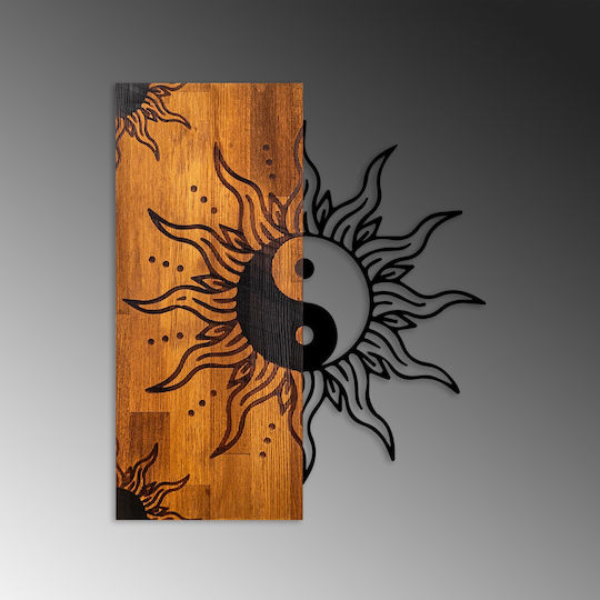 Asir Group 3D Mixed Art Black Wooden Wall Decor 58x3x50cm