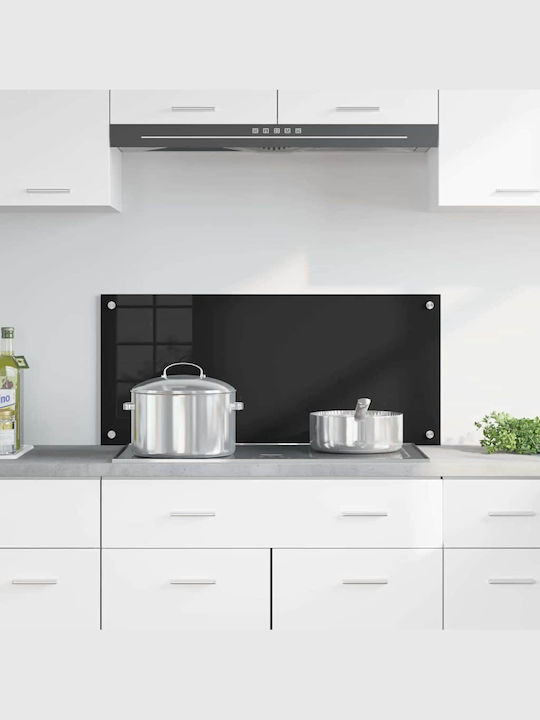 Vidaxl Kitchen Back Panel Black 90 x 40 x 0.8 cm Tempered Glass