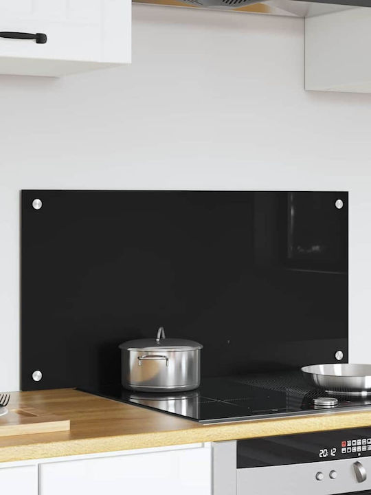 Vidaxl Kitchen Back Panel Black 80 x 40 x 0.8 cm Tempered Glass