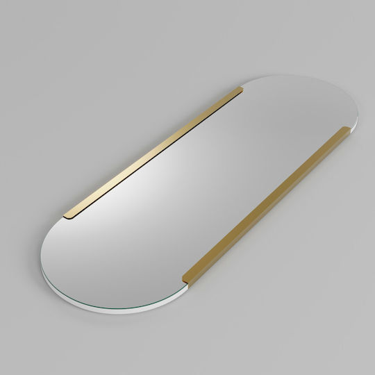 Aberto Design Caprice Καθρέπτης Τοίχου Ολόσωμος Οβάλ με Κίτρινο Μεταλλικό Πλαίσιο 150x50cm