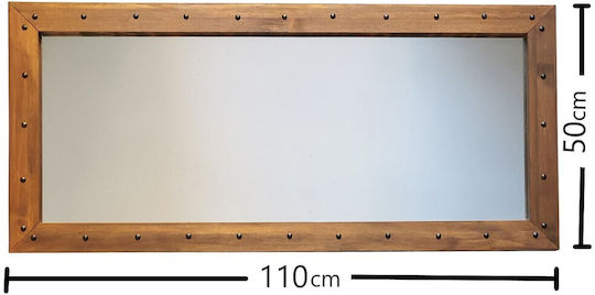 Aberto Design Wall Mirror with Brown Wooden Frame 110x50cm 1pcs