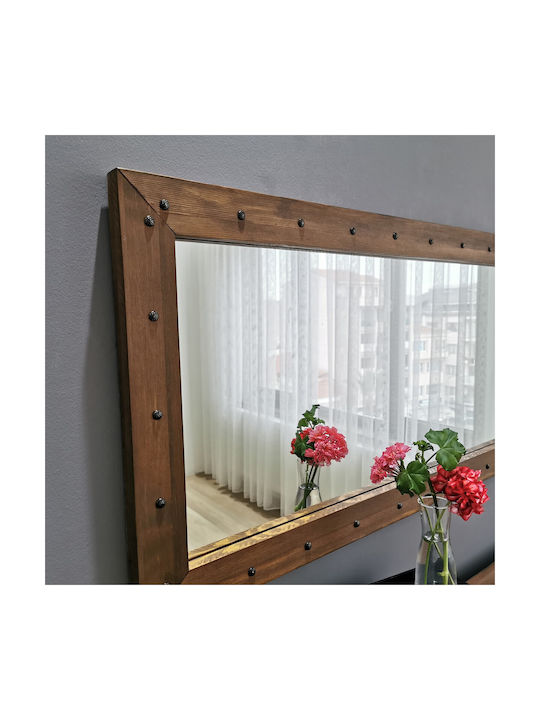 Aberto Design Като Огледало за Стена с Кафяв Дърво Рамка 110x50см 1бр