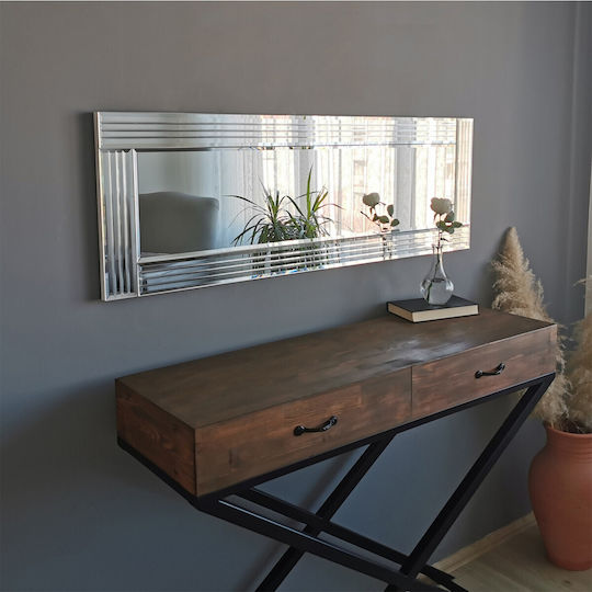 Aberto Design Като Огледало за Стена Пълноразмерно с Сив Дърво Рамка 120x40см 1бр