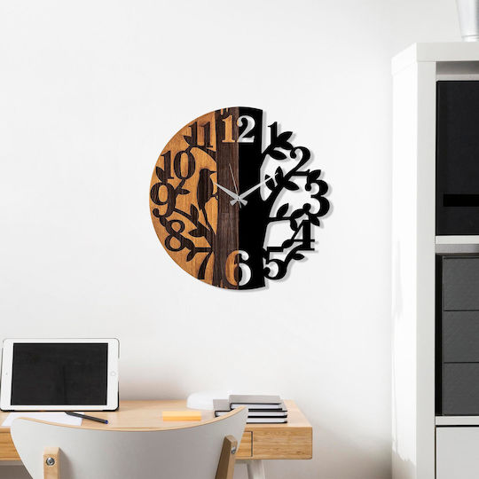 Wall Clock 539tnl1170 Φ56cm Walnut-black Wallity Metal Wood