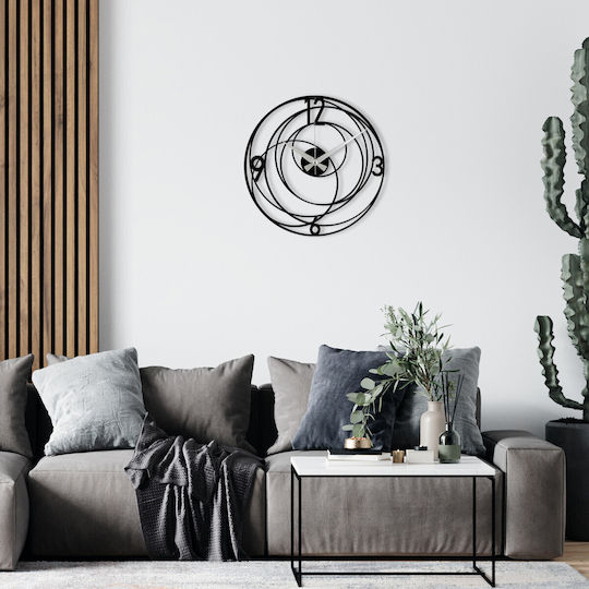 Wallity Ceas de Perete Metalic Negru Ø48cm