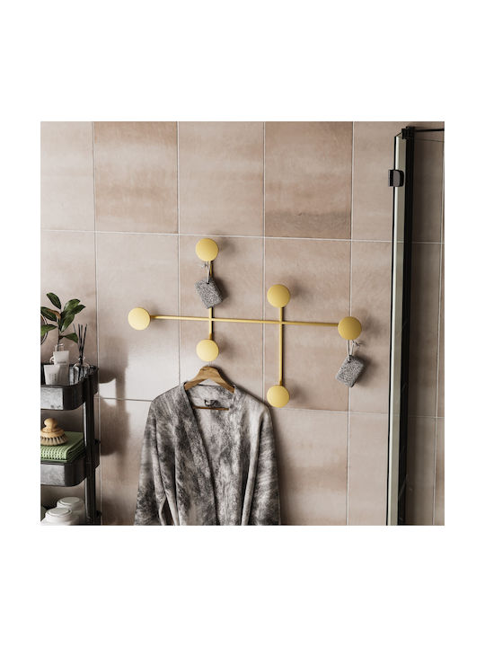 Κρεμάστρα Τοίχου 6 Θέσεων Dama 494pyt1133 82x60x10cm Gold Wallity Μέταλλο