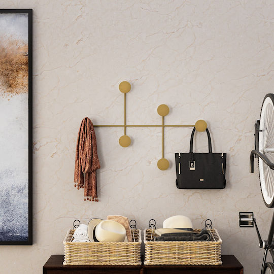 Κρεμάστρα Τοίχου 6 Θέσεων Dama 494pyt1133 82x60x10cm Gold Wallity Μέταλλο Κρεμάστρα Τοίχου 6 Θέσεων Dama 494pyt1133 82x60x10cm Gold Wallity Μέταλλο