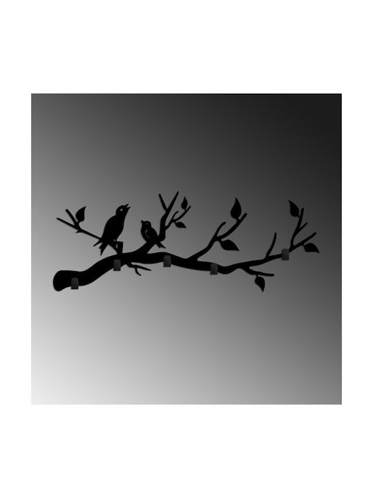 Κρεμάστρα Τοίχου 5 Θέσεων Escaped Birds 891tnl3696 67x2x27cm Black Wallity Μέταλλο
