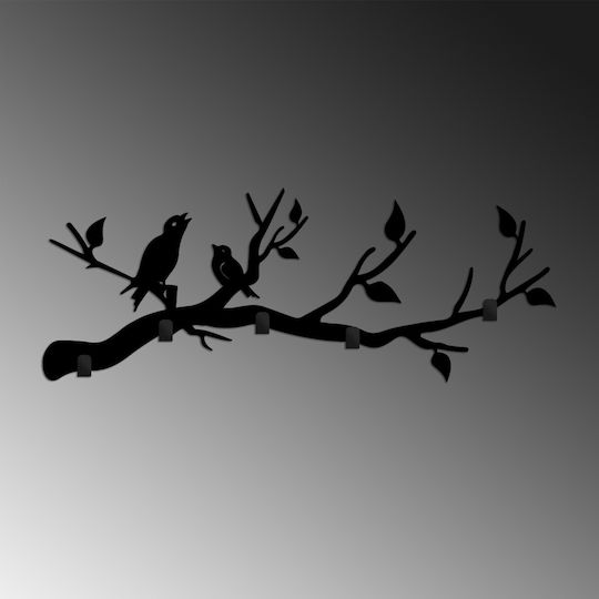 Стенна Закачалка 5 Места Escaped Birds 891tnl3696 67x2x27см Черна Метална Wallity