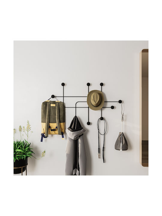 Κρεμάστρα Τοίχου 10 Θέσεων Samara 494pyt1130 107x64x10cm Black Wallity Μέταλλο
