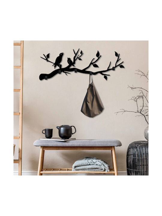 Κρεμάστρα Τοίχου 5 Θέσεων Escaped Birds 891tnl3696 67x2x27cm Black Wallity Μέταλλο