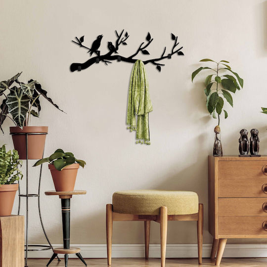 Стенна Закачалка 5 Места Escaped Birds 891tnl3696 67x2x27см Черна Метална Wallity