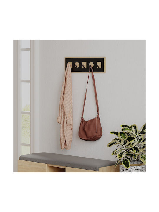 Hanah Home Wandhalterung Metall 5 Haken Braune 54,2x16x2cm
