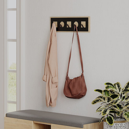 Hanah Home Wall Hanger Metal 5 Hooks Brown 54.2x16x2cm
