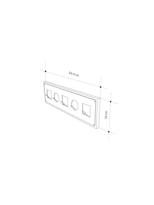 Hanah Home Wandhalterung Metall 5 Haken Braune 54,2x16x2cm