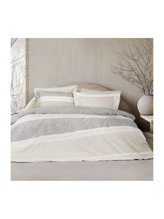 Nima Bettbezug-Set Baumwolle Einzelbett mit Kissenbezug 160x240 Lido Beige