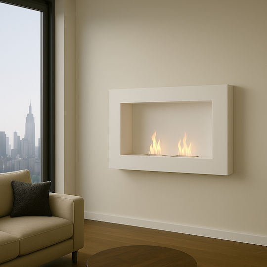 EcoHot Βio Comfort 03 Επιτοίχιο Τζάκι Βιοαιθανόλης Εσωτερικού Χώρου Λευκό 70x15x48cm